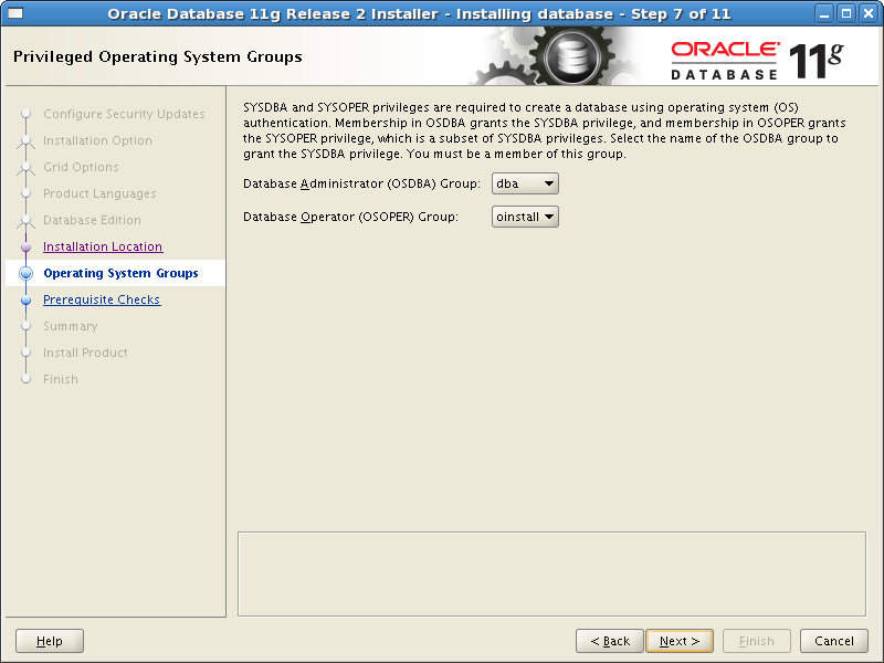 Screenshot-Oracle Database 11g Release 2 Installer - Installing database - Step 7 of 11